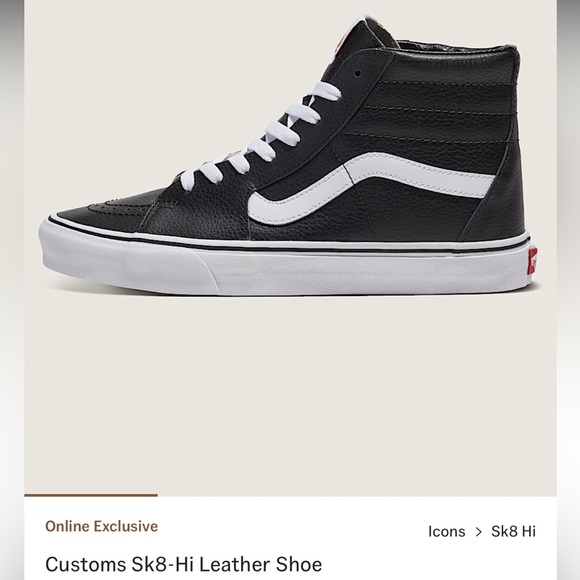 Vans Sk8-Hi Black Leather Lace Up High-Top Sneakers 7.5 Grunge Whimsigoth Skater - Picture 15 of 16